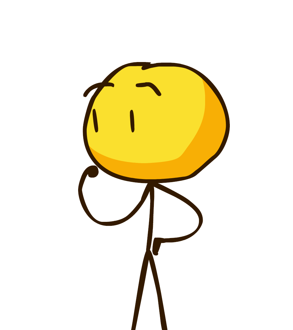 James Newshound, a bright-yellow cartoon talking-head with big eyebrows and a smirk, standing with attitude.